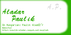 aladar paulik business card